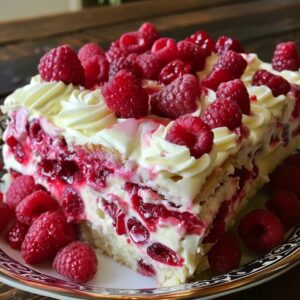 White Chocolate Raspberry Poke Cake