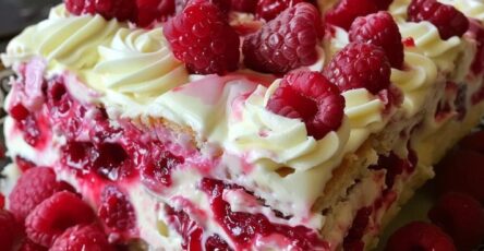 White Chocolate Raspberry Poke Cake