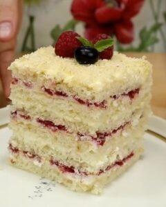 Milk Girl Cake with Raspberries