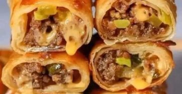 Easy Air Fryer Cheeseburger Egg rolls