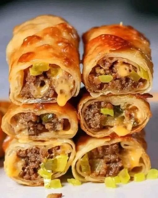 Easy Air Fryer Cheeseburger Egg rolls