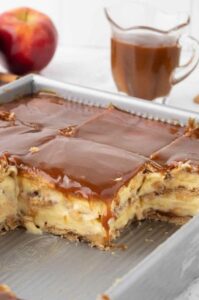 No-Bake Caramel Apple Eclair Cake