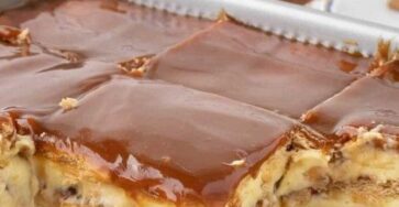 No-Bake Caramel Apple Eclair Cake