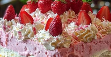 Strawberry-coconut ice cream cake