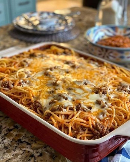 Creamy Salsa Taco Spaghetti Bake