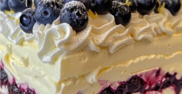 Lemon Blueberry Shortbread Mousse Cake