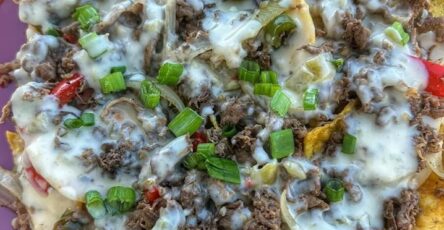 Cheesesteak Nachos with Queso Dip