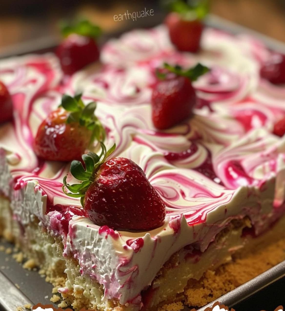 Strawberry Earthquake Cake