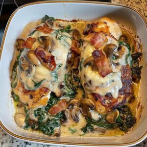 Smothered Chicken with Creamed Spinach 