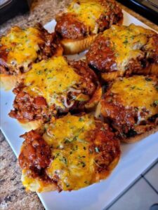 Open-Face Garlic Toast Sloppy Joes