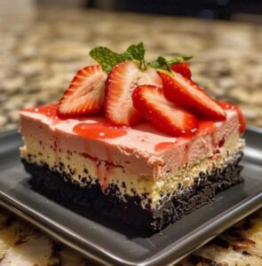 Oreo Strawberry Cheesecake Bars 