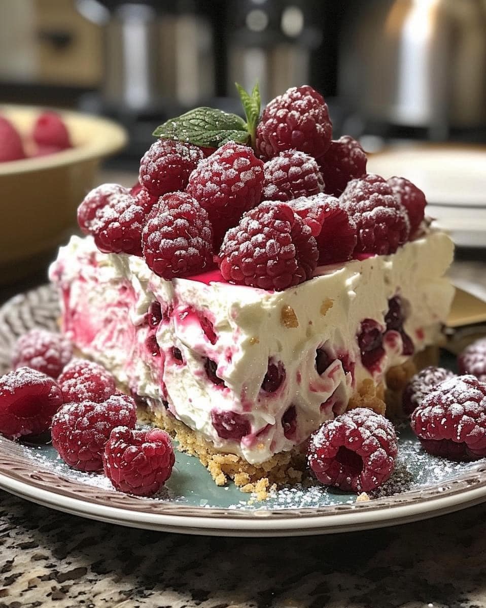 No Bake Creamy Raspberry Cheesecake