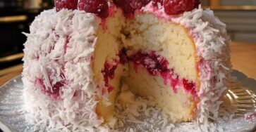 raspberry swirl coconut snowball cake