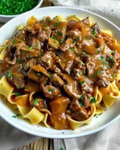 Rustic Beef Stroganoff and Egg Noodles