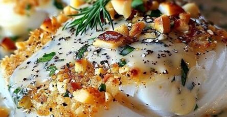 Macadamia Crusted Halibut with Fresh Herbs and Coconut Sauce