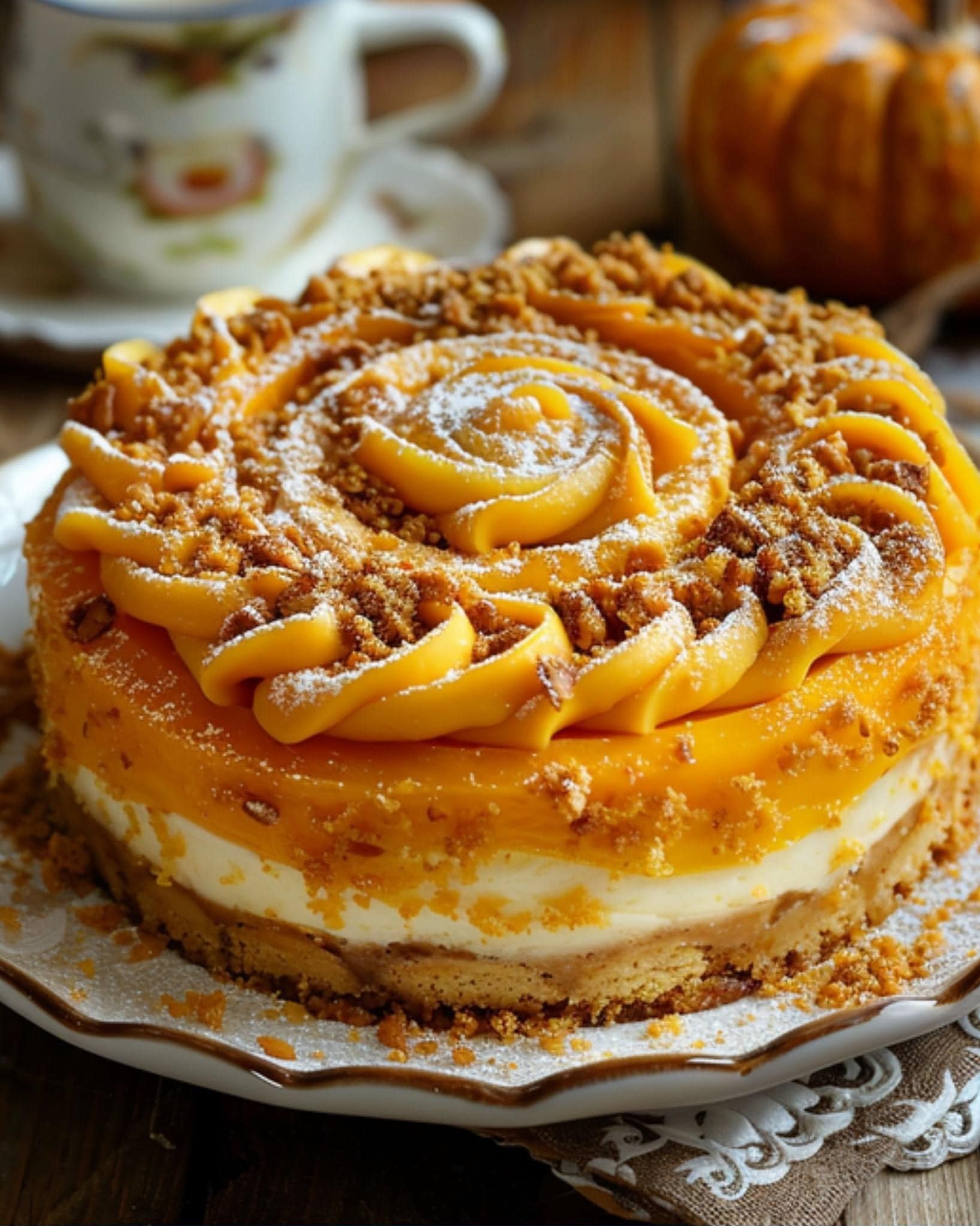 Pumpkin Roll Cheesecake Cake