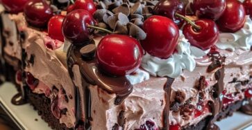 Cherry Chocolate Chip Poke Cake