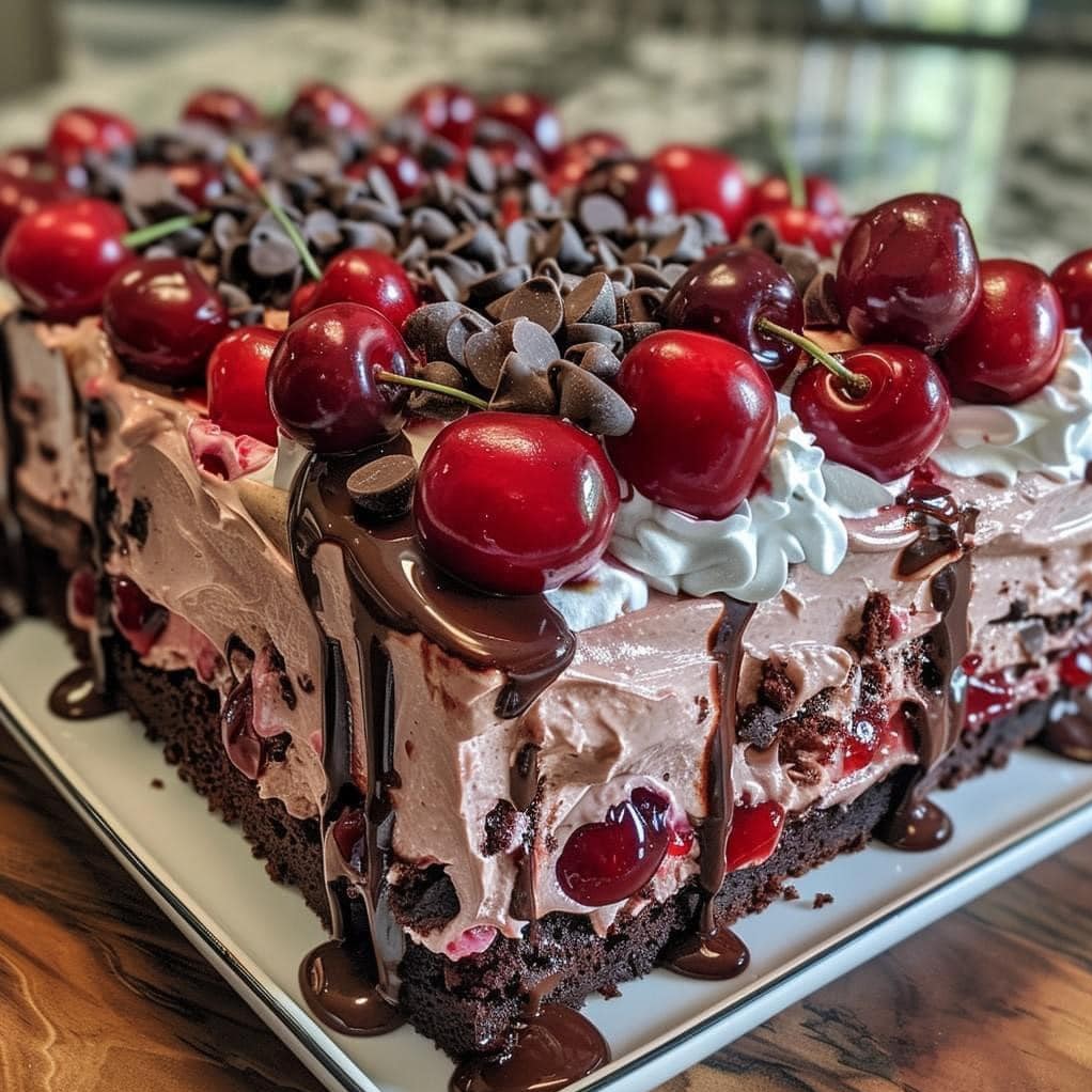 Cherry Chocolate Chip Poke Cake