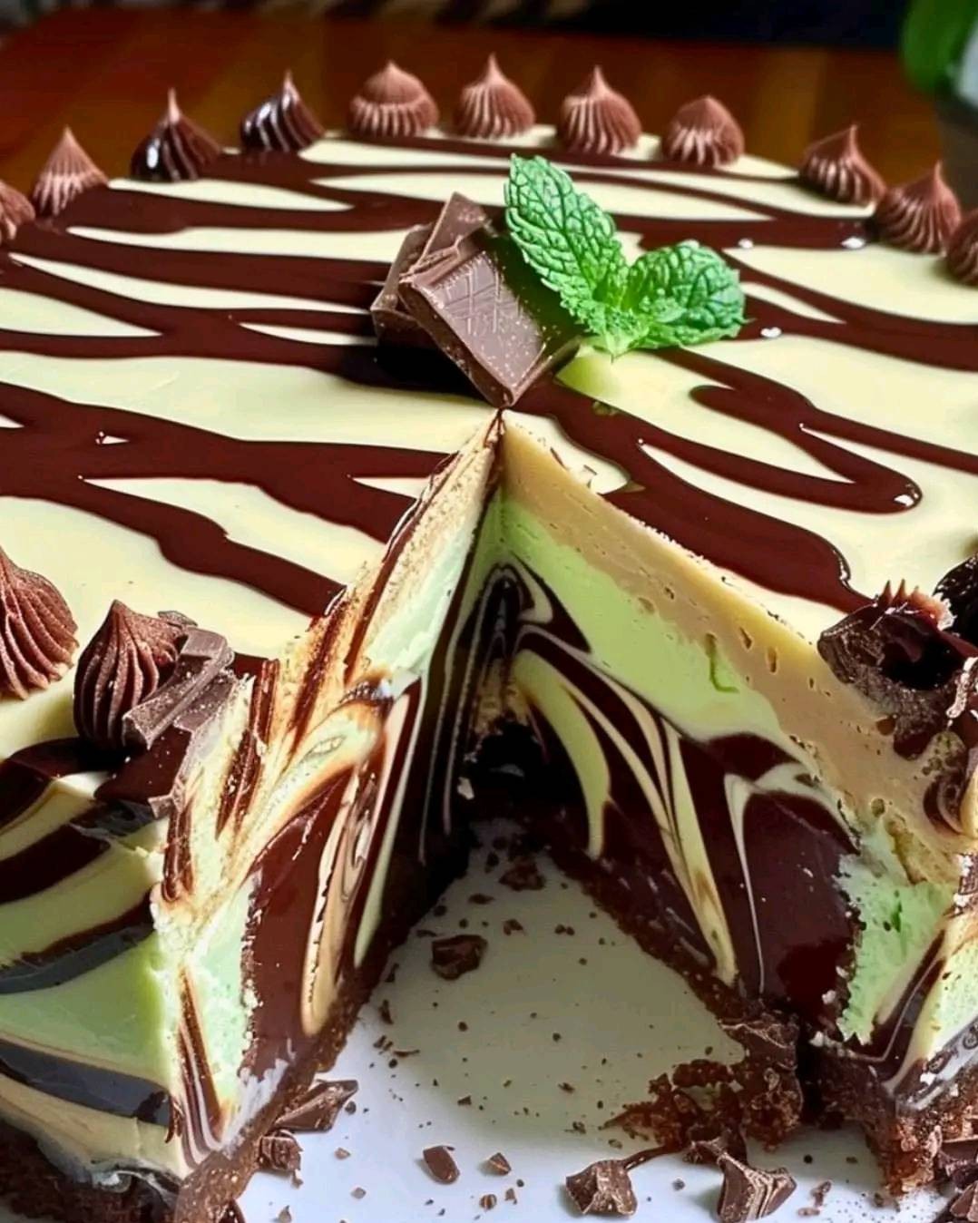 No-bake mint chocolate zebra cheesecake