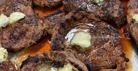 Grilled Ribeye Steaks with Herb Butter