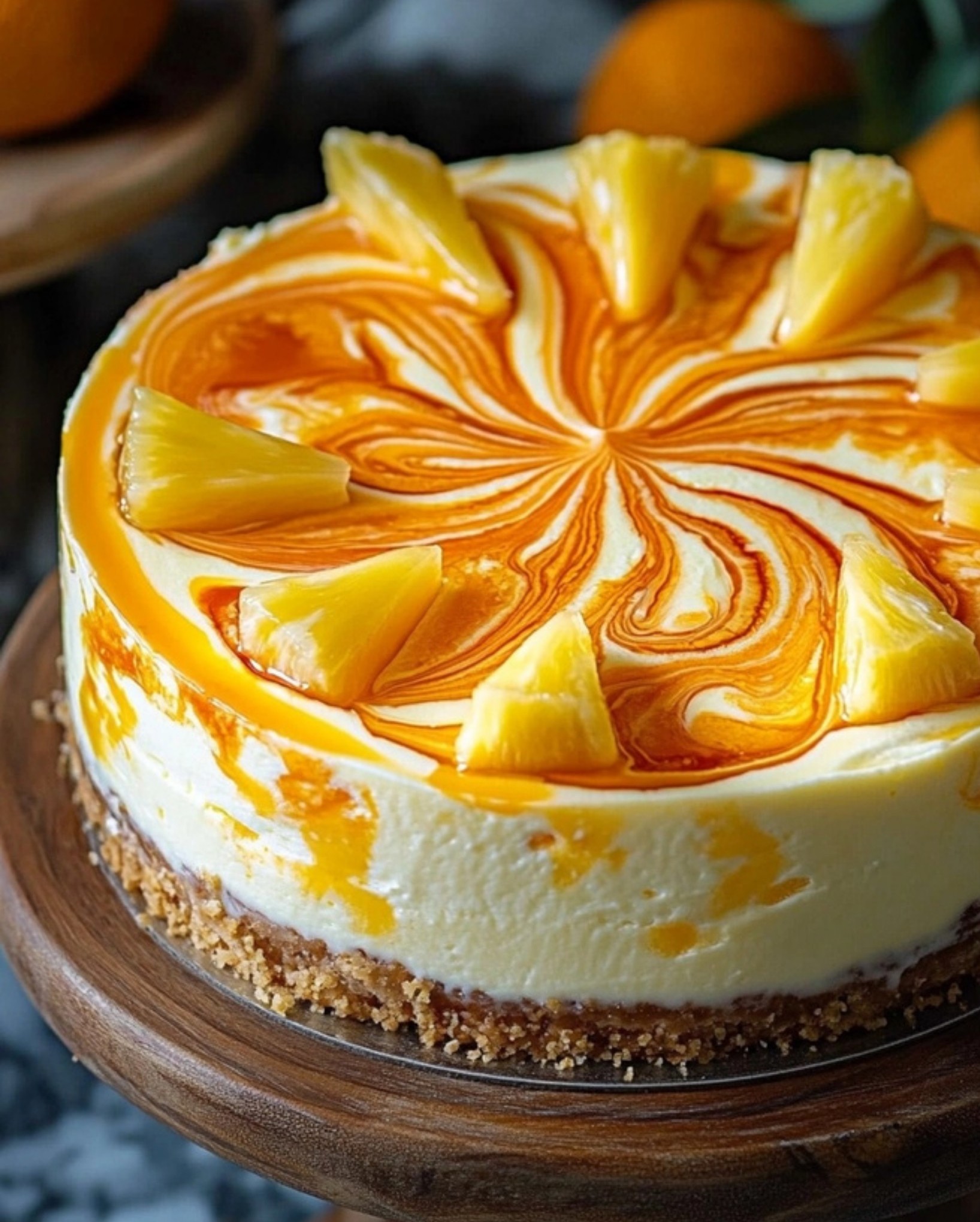 Pineapple Orange Swirl Cheesecake