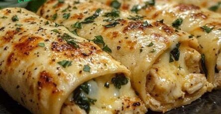 Cheesy Chicken and Spinach Stuffed Pasta Rolls