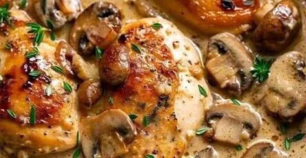 Tender Chicken Breast in Rich Garlic Mushroom Cream