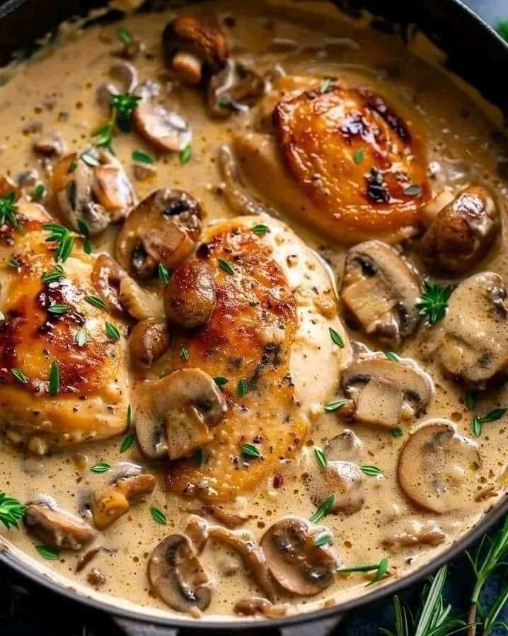 Tender Chicken Breast in Rich Garlic Mushroom Cream