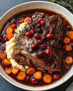 Slow-Braised Beef Roast with Cranberry Balsamic Glaze