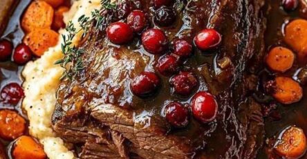 Slow-Braised Beef Roast with Cranberry Balsamic Glaze