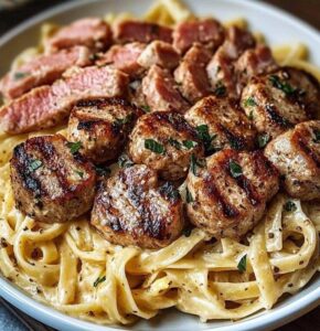 The Ultimate Surf and Turf Alfredo Pasta