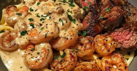 Cajun Shrimp and Steak Alfredo