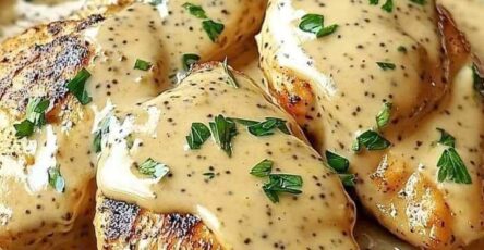 Chicken with Mustard Asiago in a Creamy Sauce