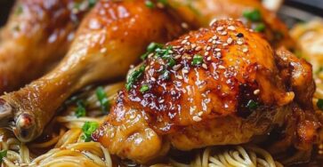 Roasted Chicken with Noodles in Savory Sauce