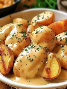 Creamy Garlic Sauce Baby Potatoes