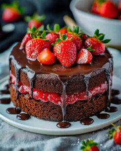 Chocolate Cake with Strawberry Filling