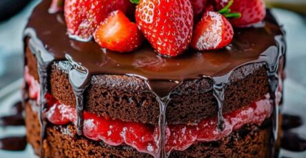 Chocolate Cake with Strawberry Filling