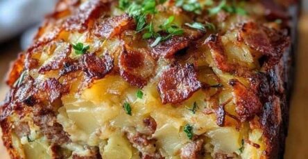 Bacon and Sausage-Stuffed Potato Loaf