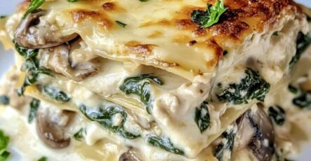 Chicken, Mushroom & Spinach Lasagna with Creamy White Sauce