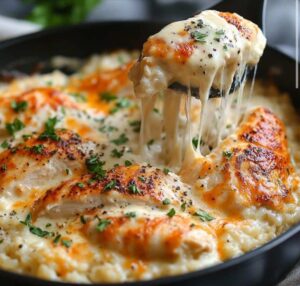 Smothered Chicken & Rice Skillet Bake