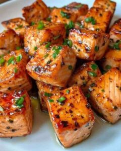 Salmon Bites with Hot Honey