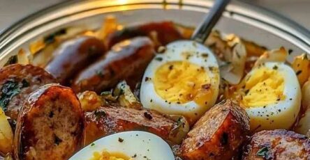 Pickled Eggs, Sausage & Onions