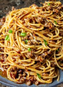 Asian-Style Ground Beef Spaghetti