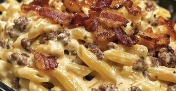 Loaded Bacon Cheeseburger Alfredo Pasta