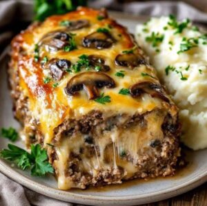 Mushroom Swiss Cheese Meatloaf