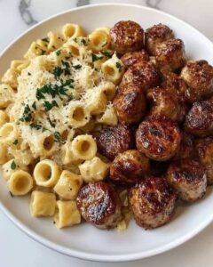 Garlic Butter Sausage Bites with Creamy Parmesan Pasta