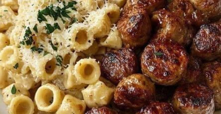 Garlic Butter Sausage Bites with Creamy Parmesan Pasta