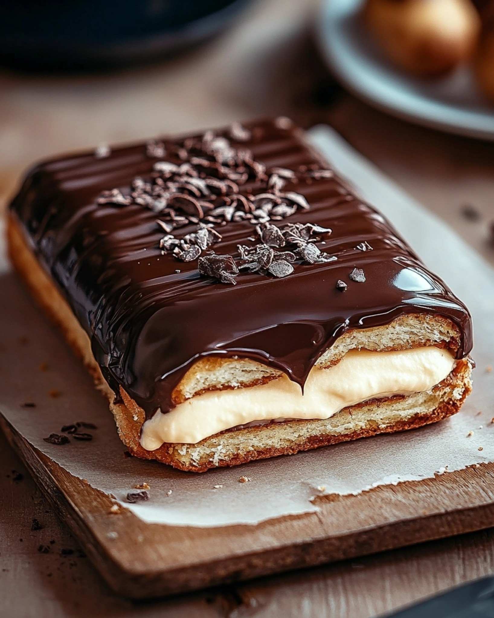 No Bake Chocolate Eclair Cake