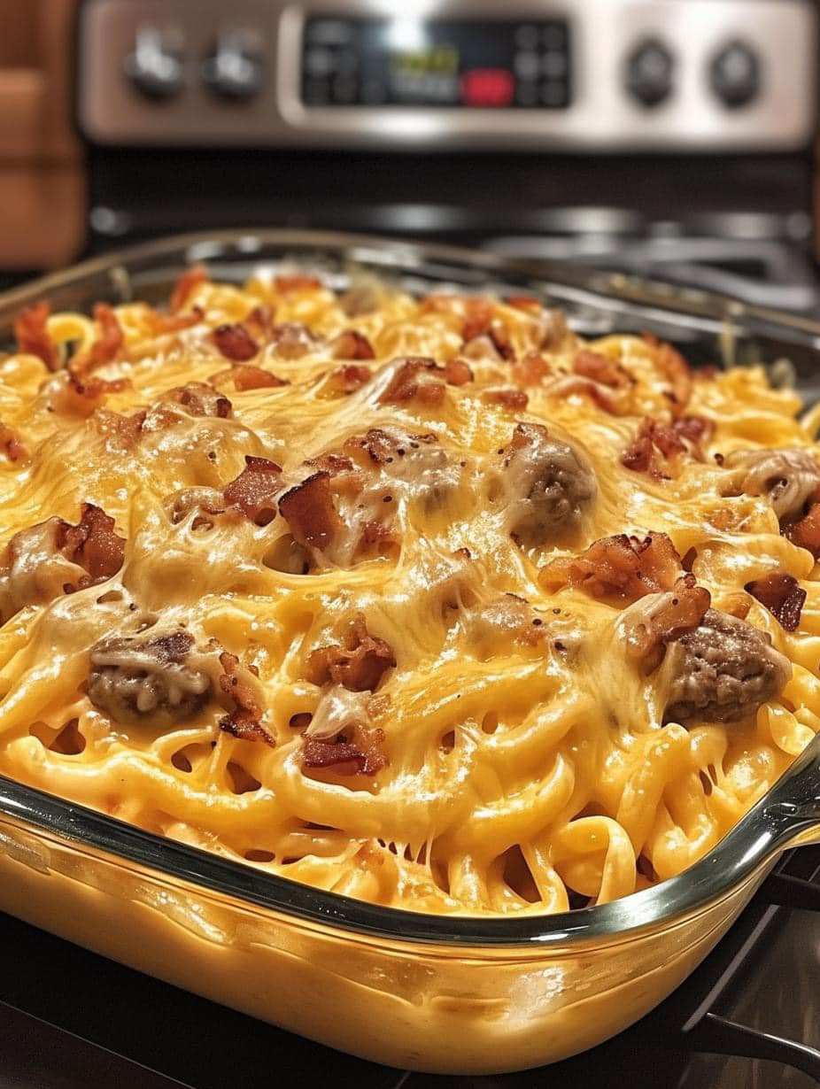 Loaded Bacon Cheeseburger Alfredo Pasta