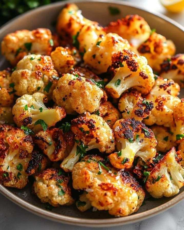 Crispy Roasted Cauliflower with Garlic and Parmesan